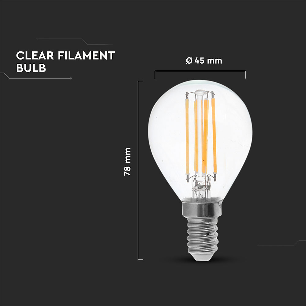 LED Bulb - 6W Filamen E14 P45 Clear Cover 