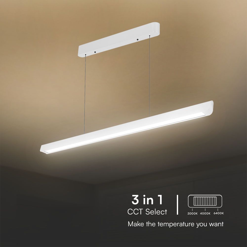 36W LED Linear Hanging Suspension Light Diffuser Plate Type-CCT:3IN1 - White img 1