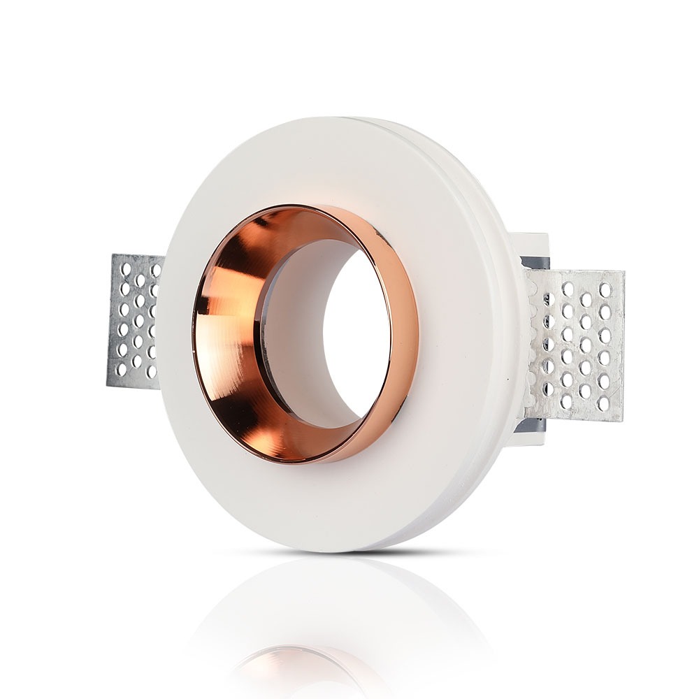 GU10 Fitting Gesso White Recessed Light Rose Gold Metal Rotondo