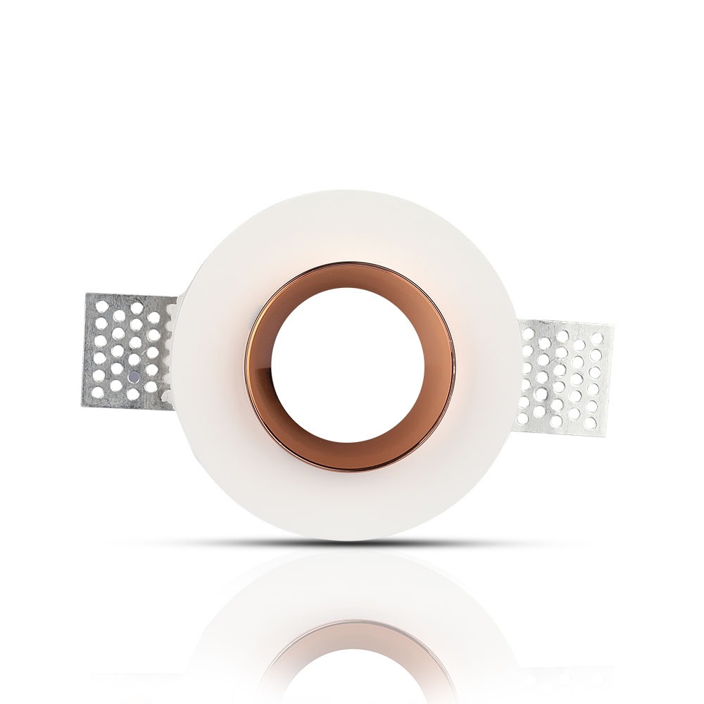 GU10 Fitting Gesso White Recessed Light Rose Gold Metal Rotondo img 1