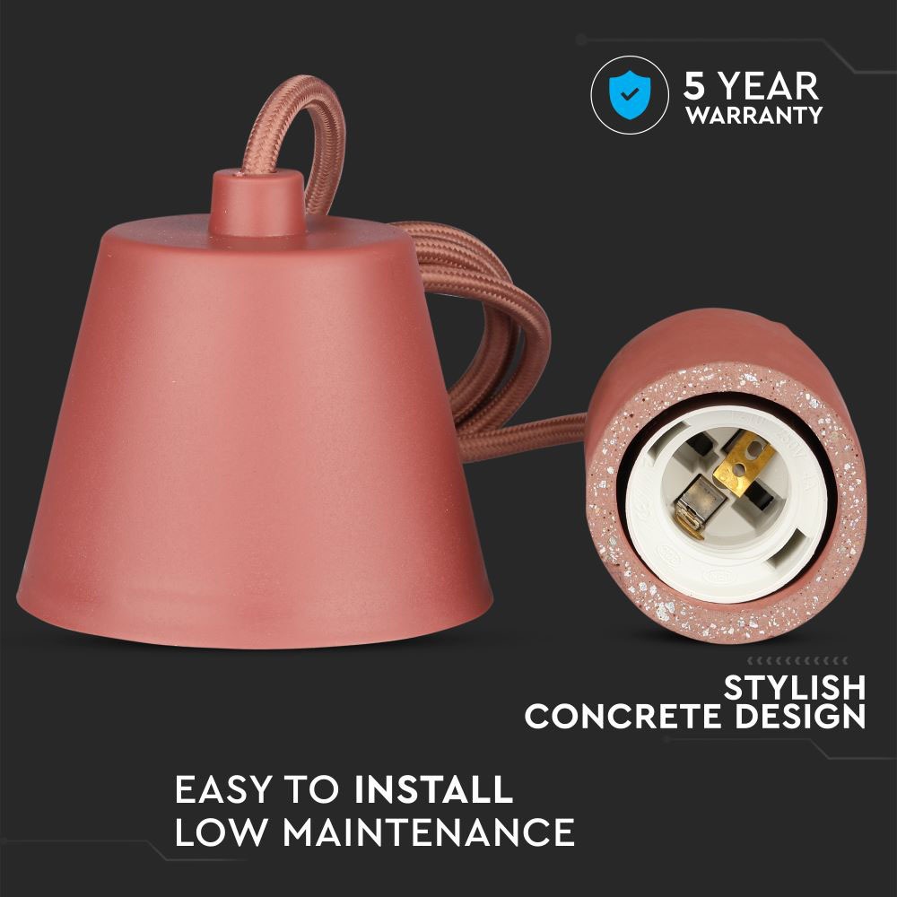 Lampadario con Portalampada Calcestruzzo Rosso