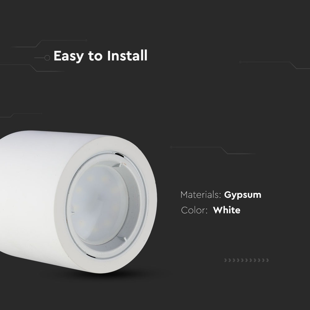 GU10 portafaretto in gesso Rotondo Con Alluminio Anello Bianco img 1