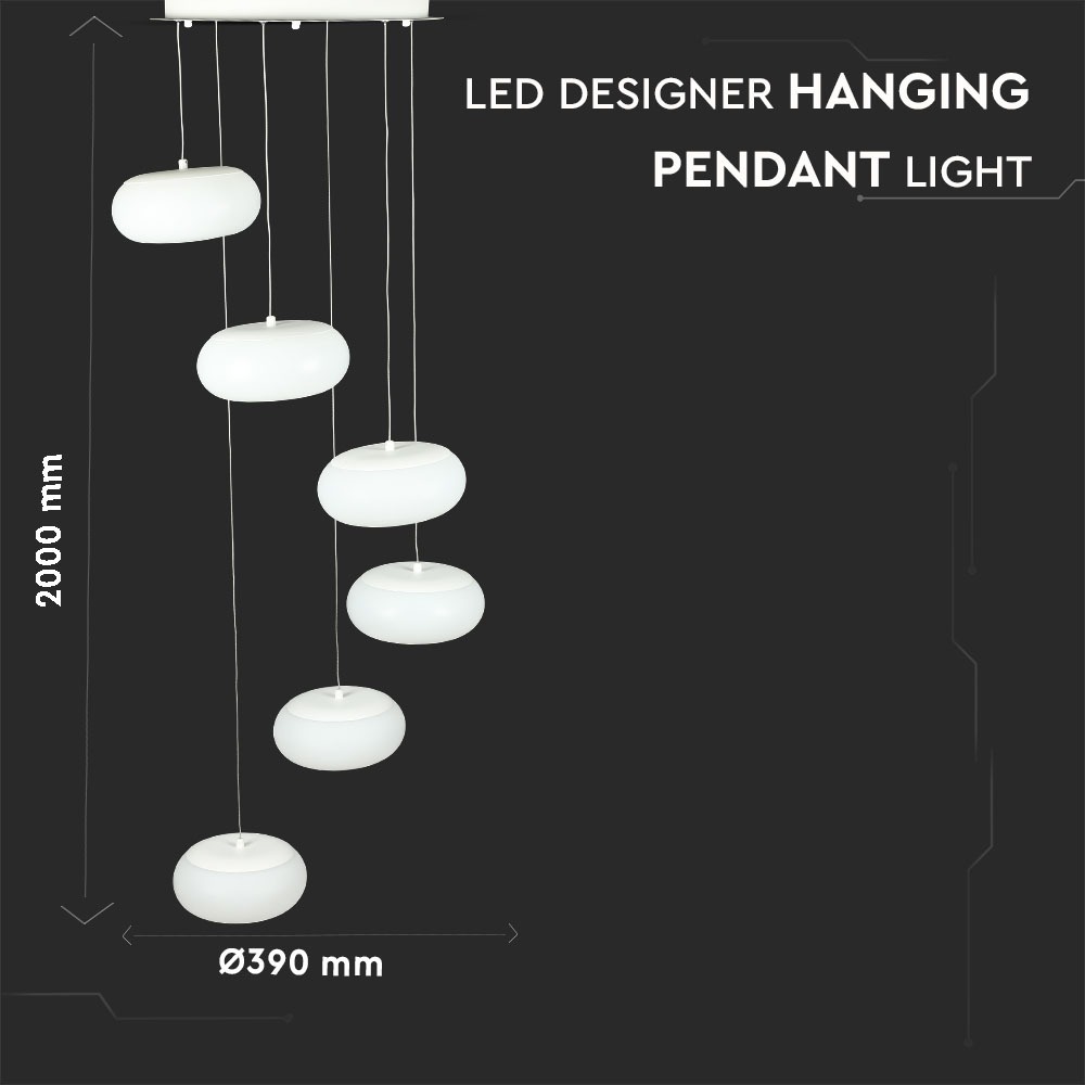 76W LED Designer Hanging Pendant Light Triac Dimmerabile Bianca 3000K