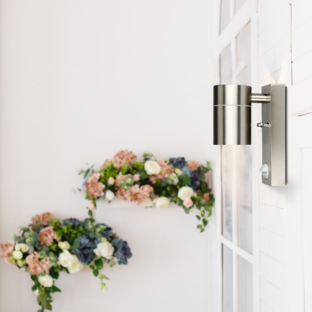 Portafaretto da Muro GU10 con Sensor in Acciaio corpo a 1 Uscita