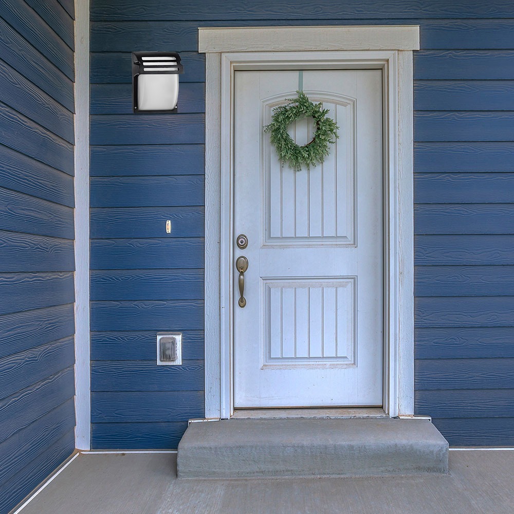 Lampada Giardino da parete E27 Vetro Nero