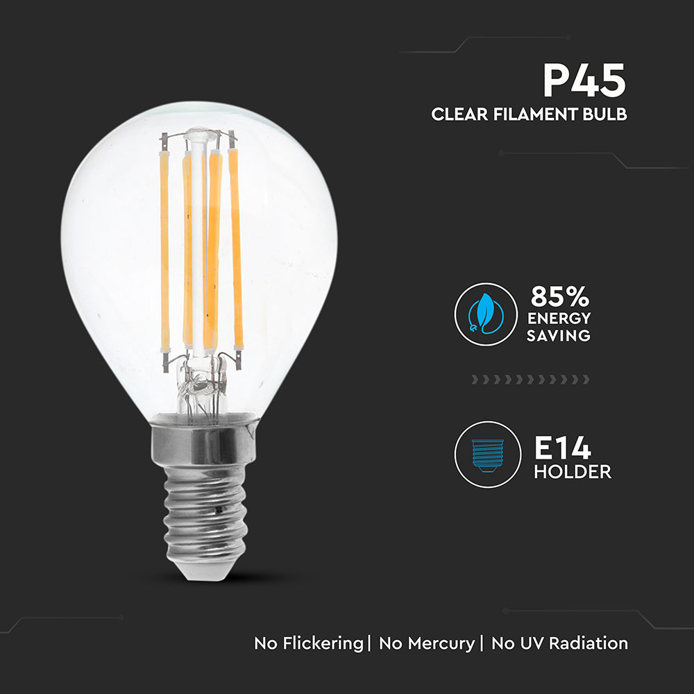 LED Bulb - 6W Filamen E14 P45 Clear Cover 