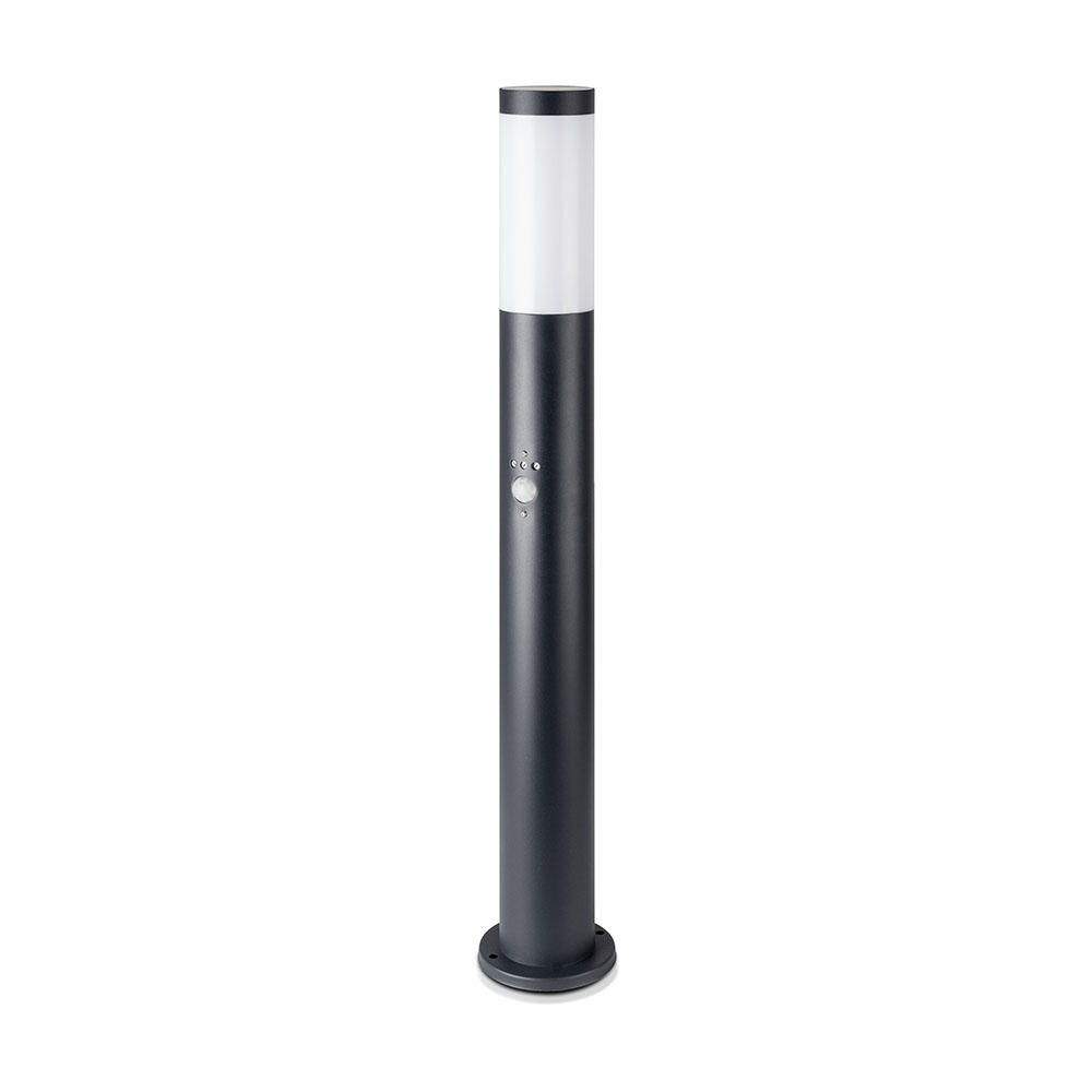 Bollard Lamp 80CM With PIR Sensor Stainless Steel Body Black IP44