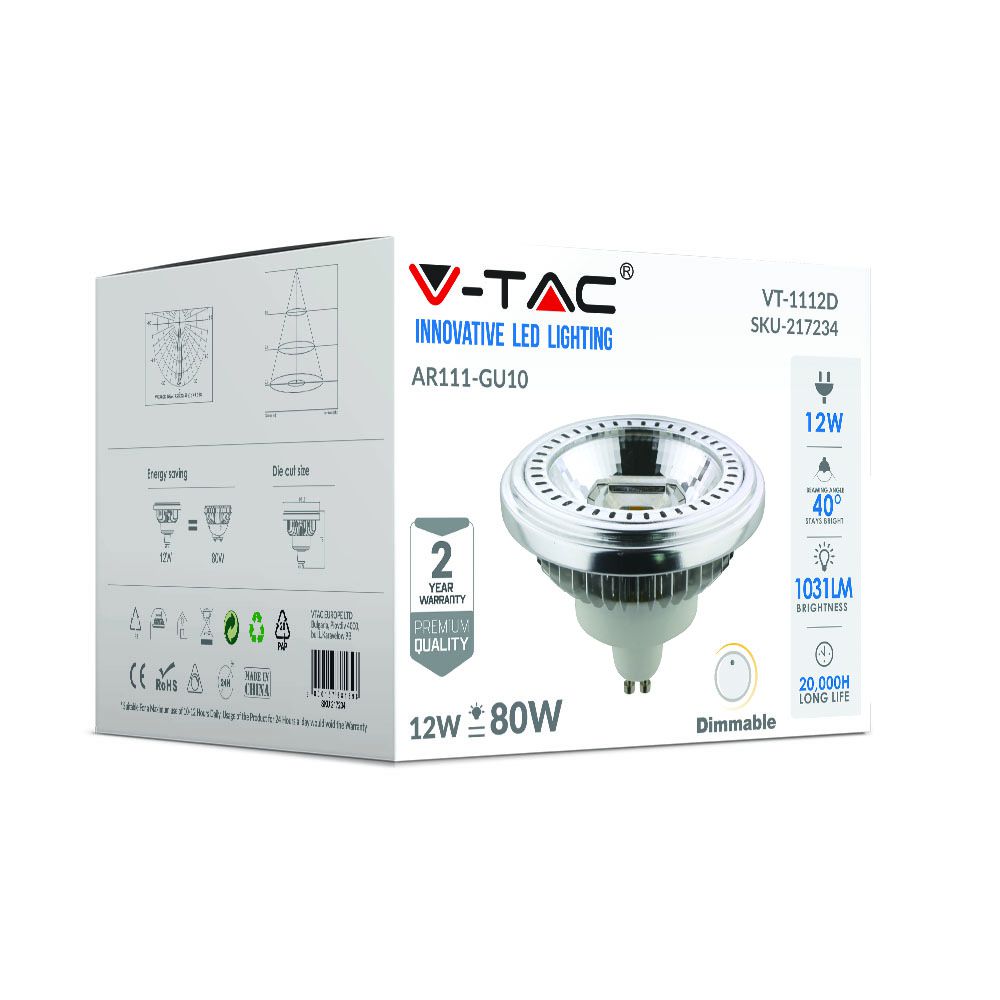  Spotlight  AR111 12W GU10  2700K Dimmable