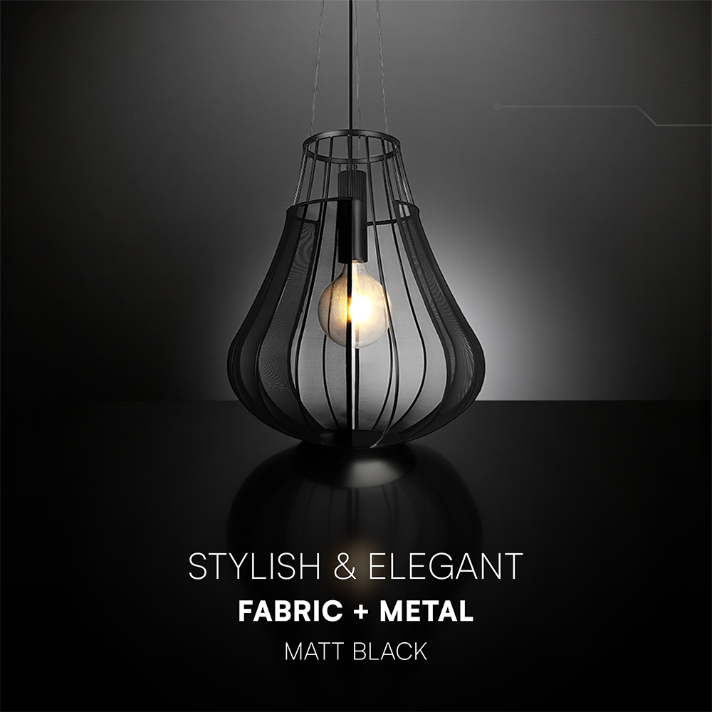 E27 Decorative Hanging Pendant (D420*H500mm) Matt Black Body img 1