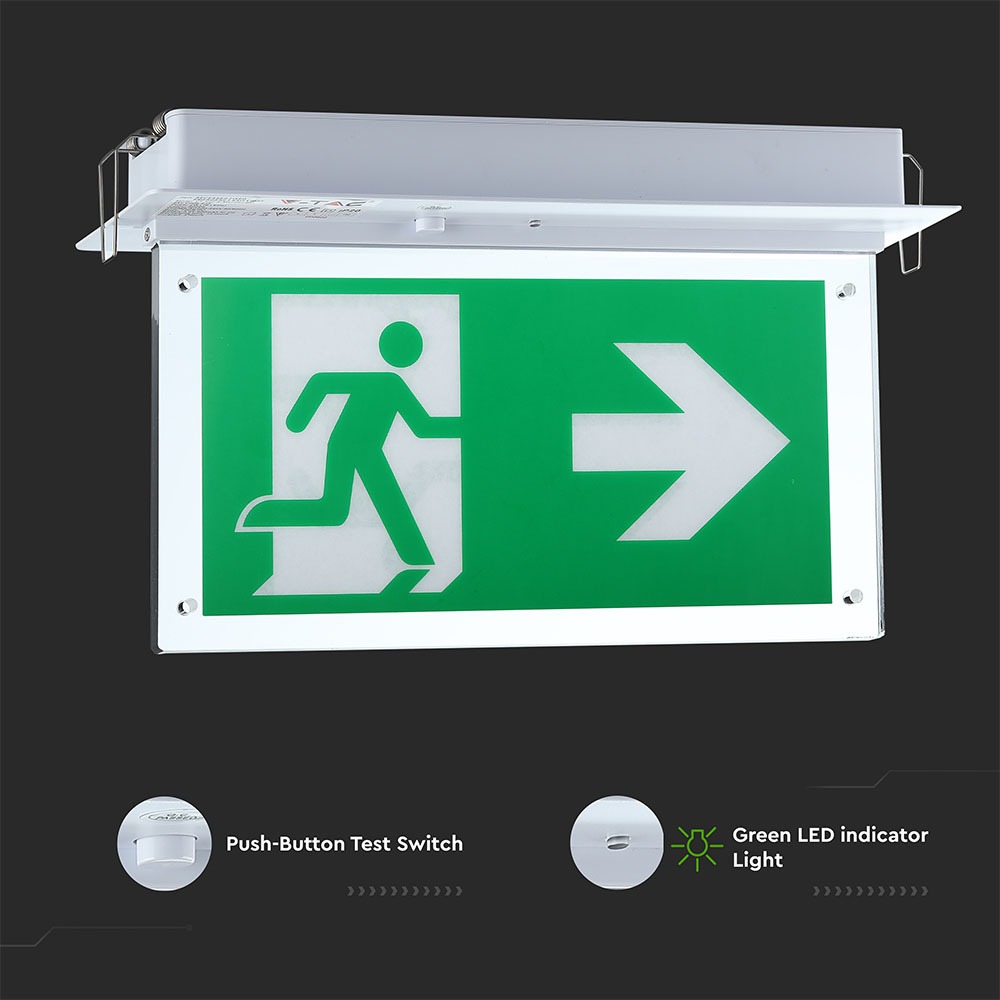 2W LED Recesed Fixed Emergency Exit Light 6000K img 2
