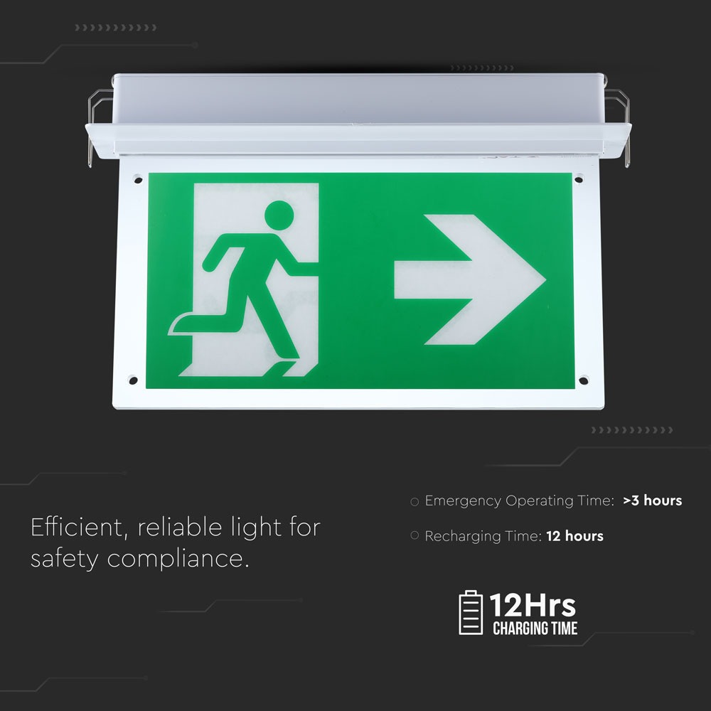 2W LED Recesed Fixed Emergency Exit Light 6000K img 3