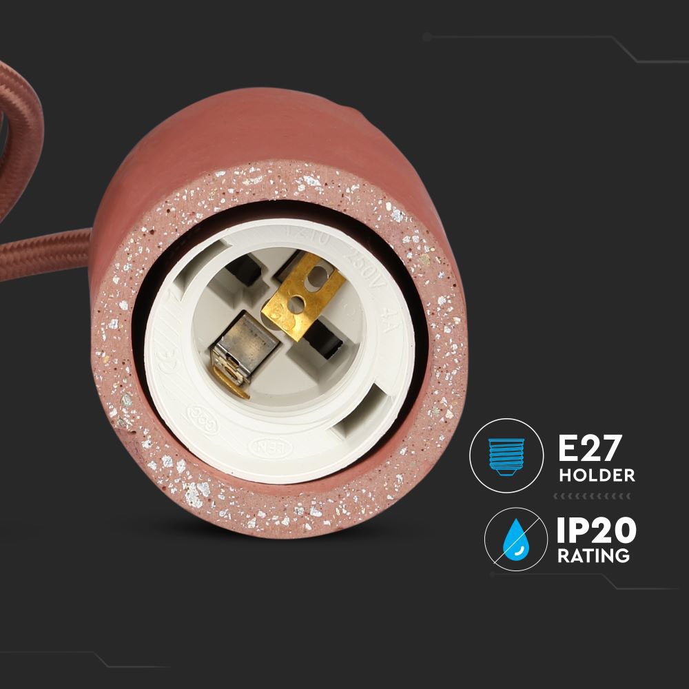 Lampadario con Portalampada Calcestruzzo Rosso img 1