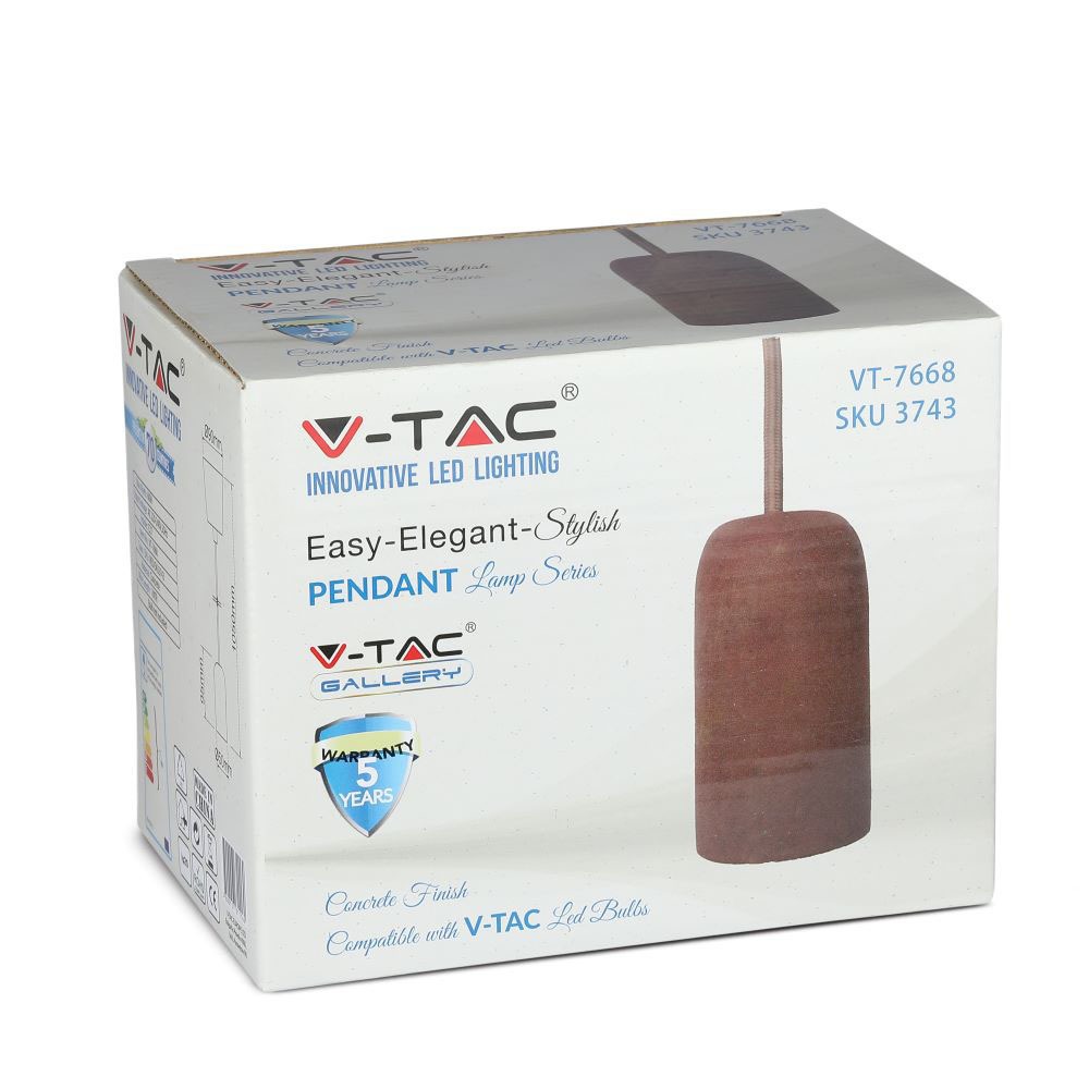 Lampadario con Portalampada Calcestruzzo Rosso