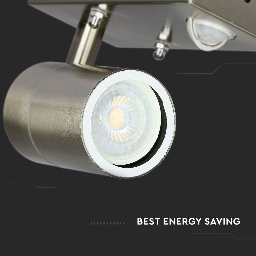 Portafaretto da Muro GU10 con Sensor in Acciaio corpo a 1 Uscita img 1