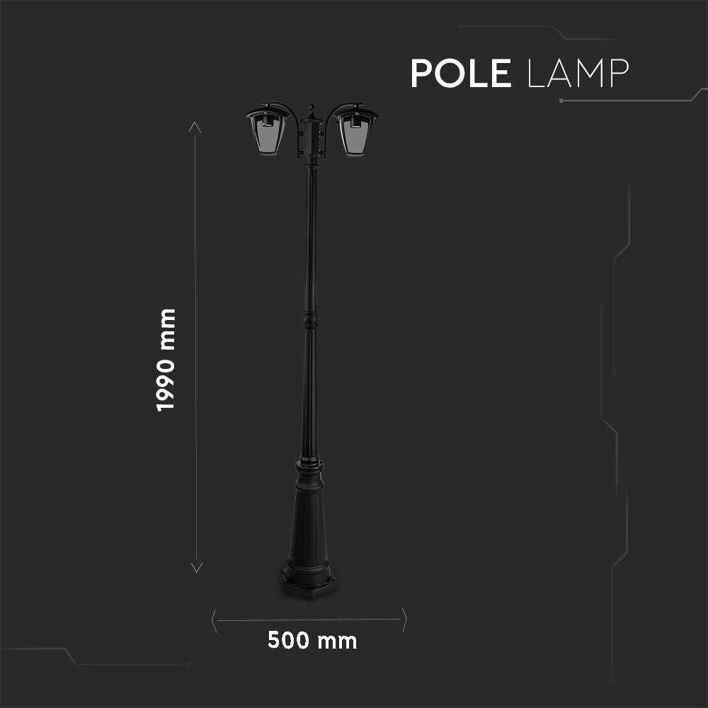 Lampada Giardino 2xE27 1990mm IP44 Nero