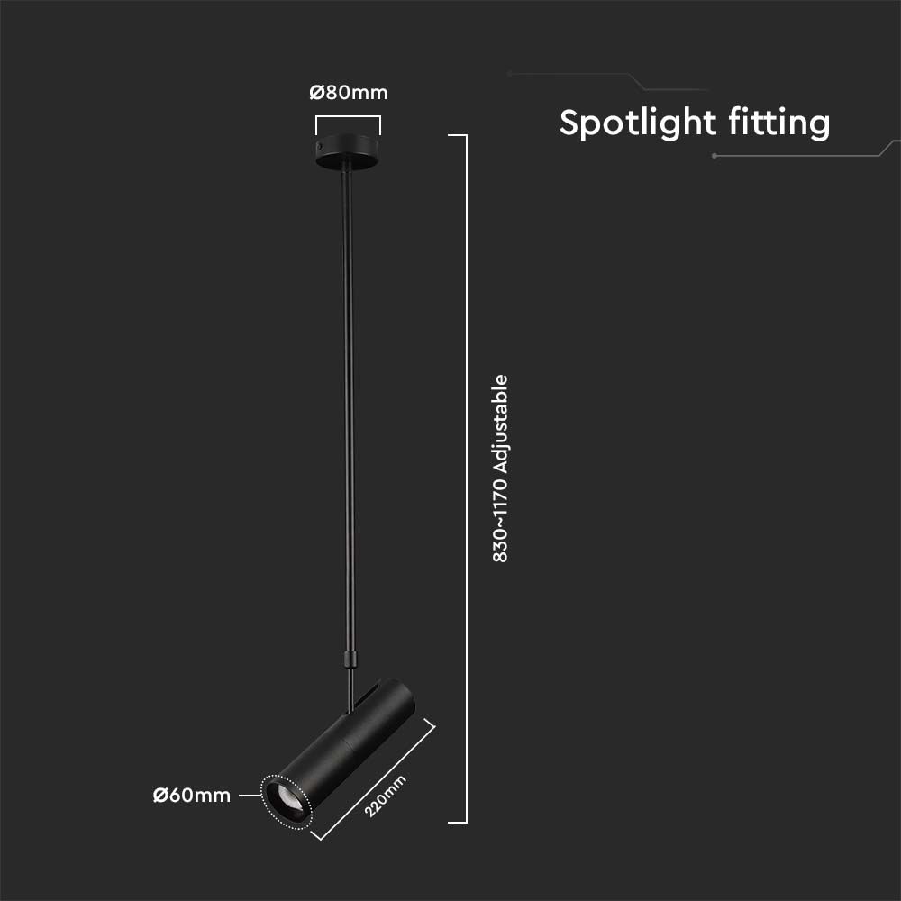 Portafaretto LED a Sospensione GU10 Corpo in Alluminio Nero