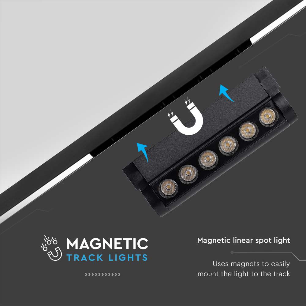 5W LED Magnetic Linear Spotlight Slim Adjustable 6400K Black Body