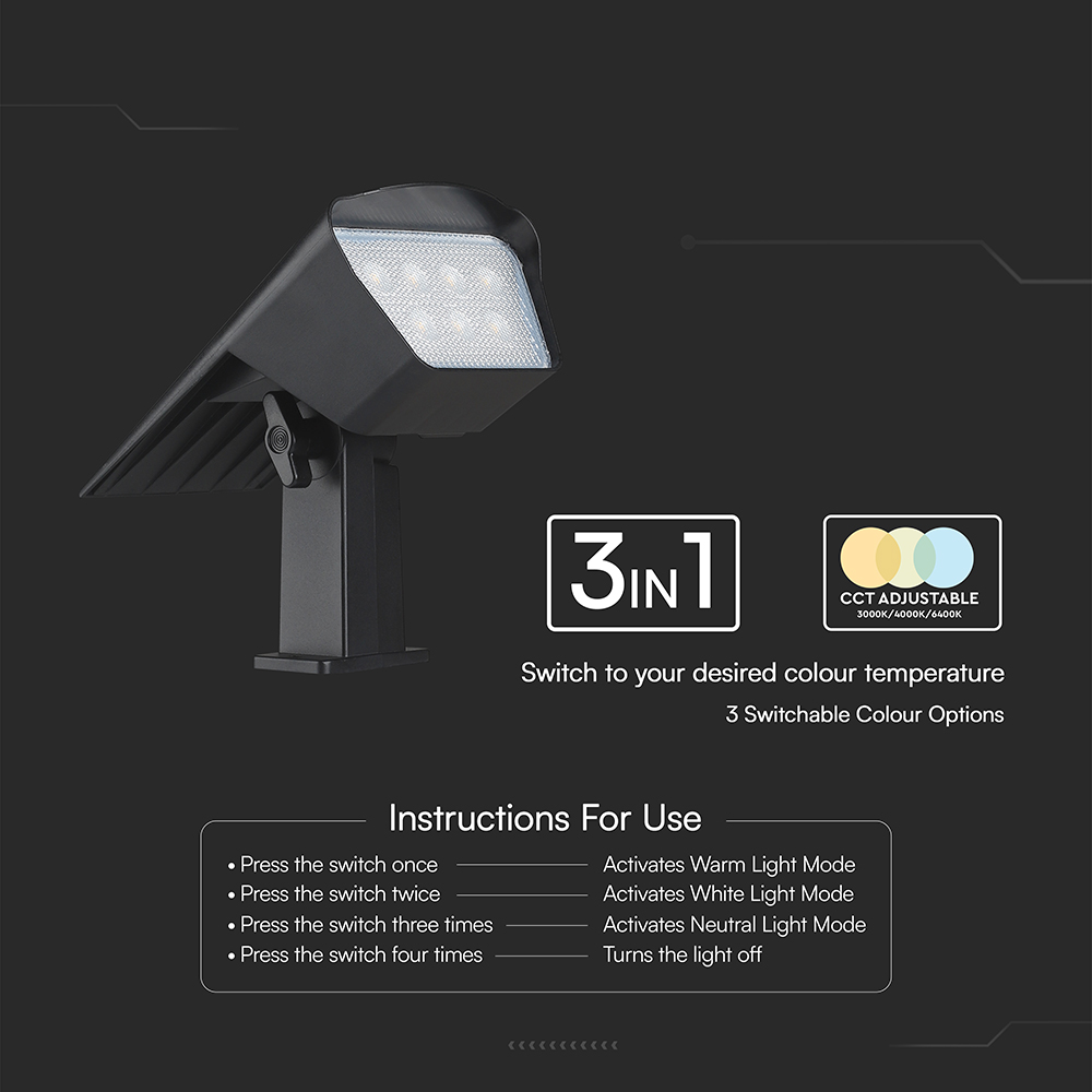 1.3W LED Solar Spike CCT Adjustable IP65 img 4