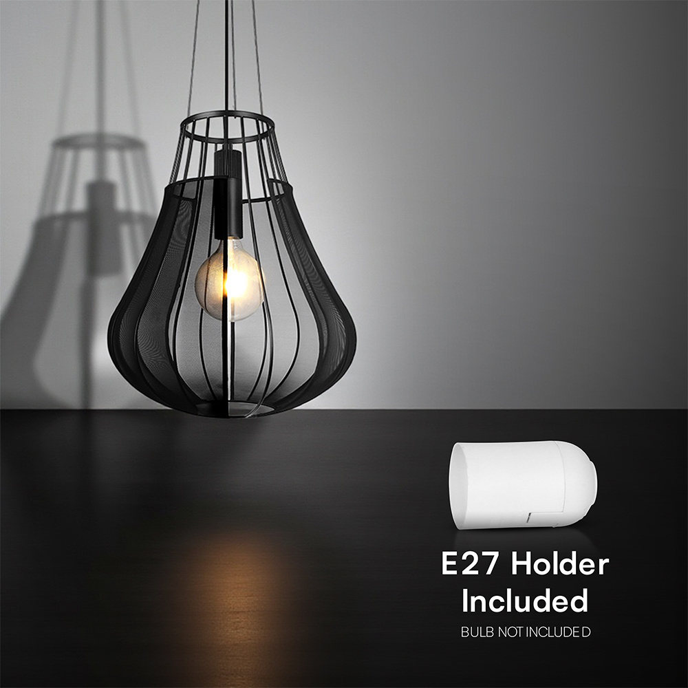 E27 Decorative Hanging Pendant (D420*H500mm) Matt Black Body img 2