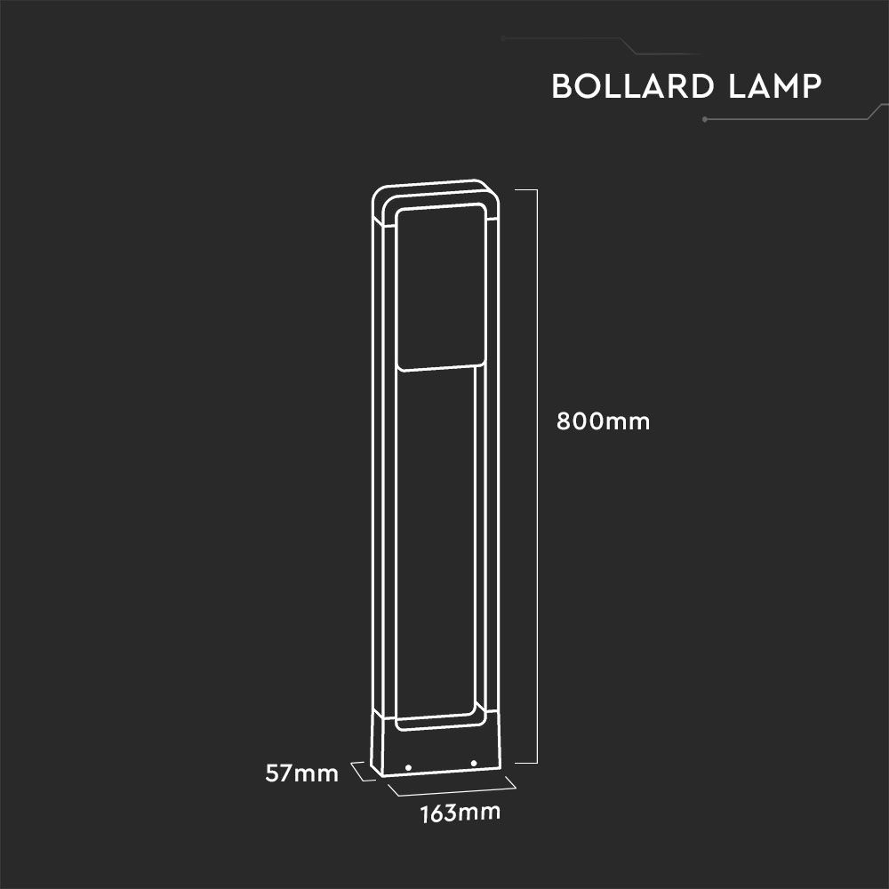 10W LED Bollard Lamp Samsung Chip Black Body IP65 6400K