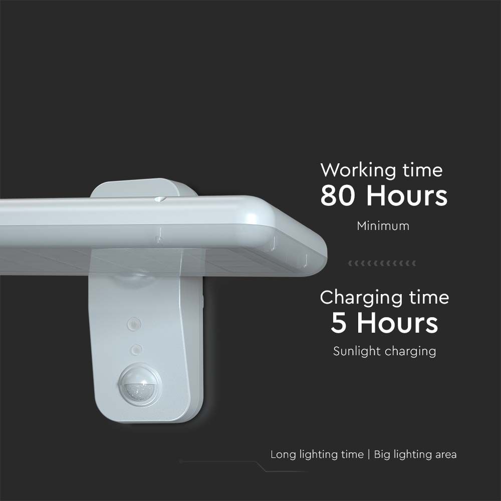 Lampada LED Solare 15W da Muro Rettangolare con Batteria LiFePO4 3.2V Colore Bianco CCT: 6000K+4000K IP65 img 5