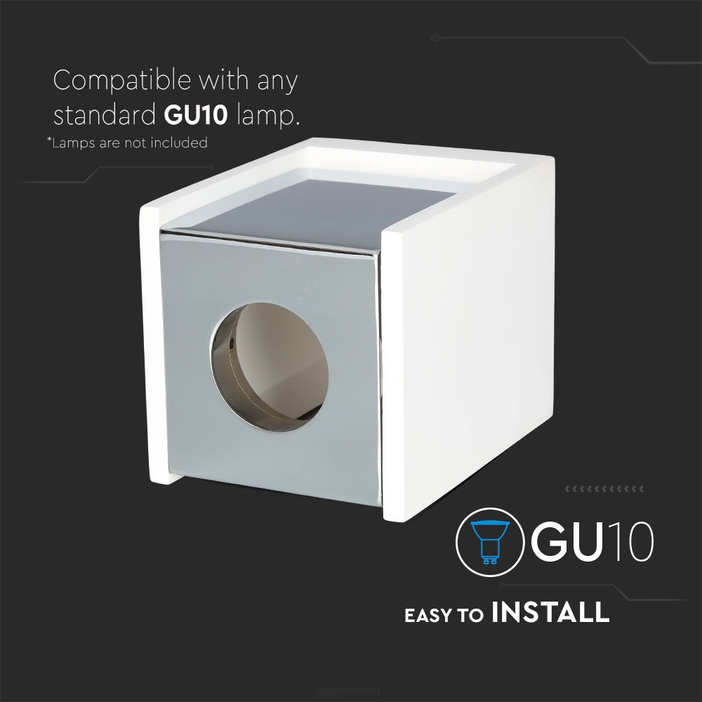 GU10 Fitting Gesso Surface Chrome Bottom Quadrato img 1