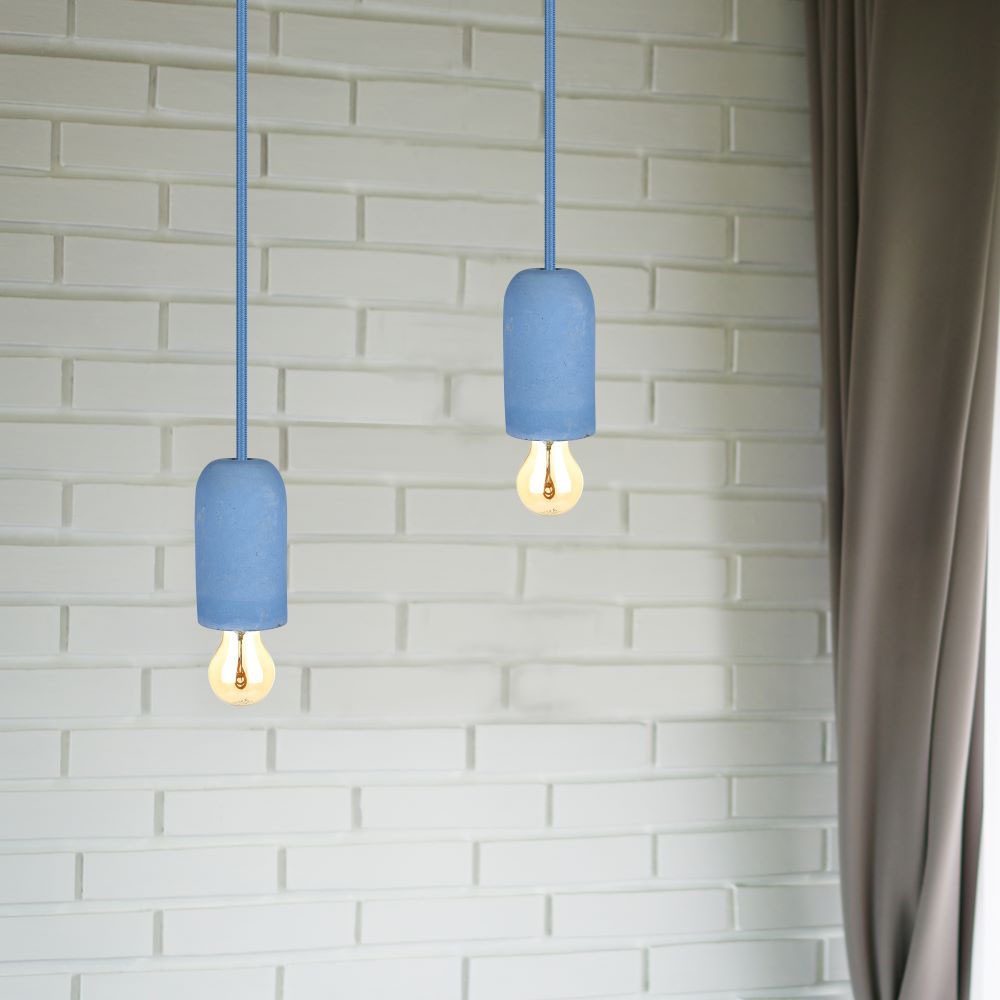 Lampadario con Portalampada Calcestruzzo Blu