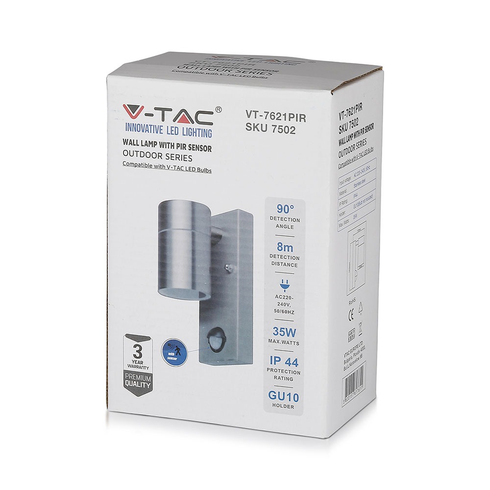 Portafaretto da Muro GU10 con Sensor in Acciaio corpo a 1 Uscita