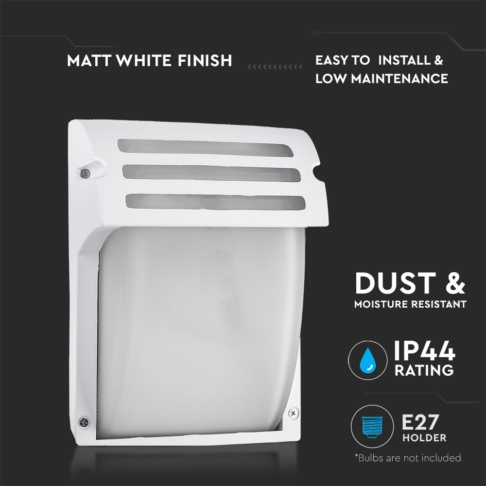 Lampada Giardino da parete E27 Vetro Bianco