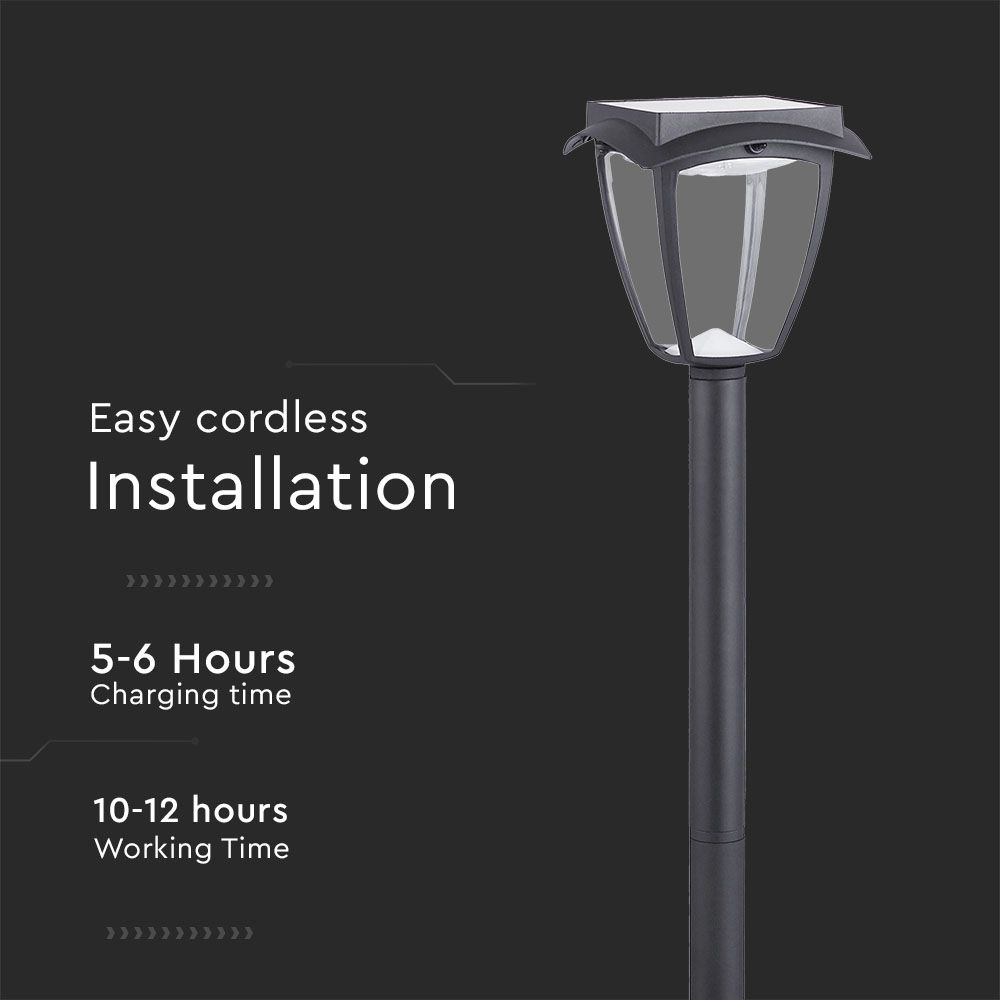 2W LED Solar Stand Lawn Black Body 3000K 6000K img 1