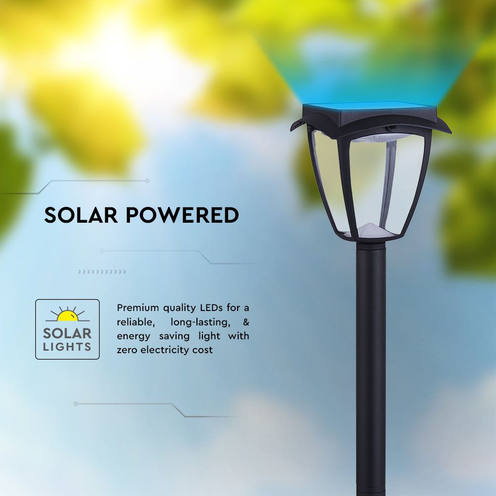 2W LED Solar Stand Lawn Black Body 3000K 6000K