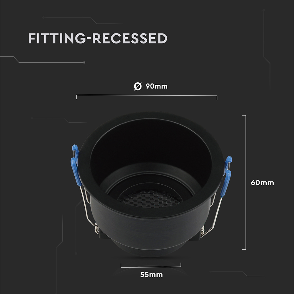 GU10 Fitting Round Aluminum Body Deep Anti Glare Black Body With Hoyne Comb