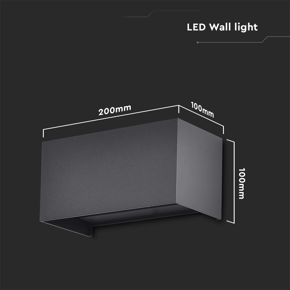 24W LED Wall Light Black Body 3000K IP65