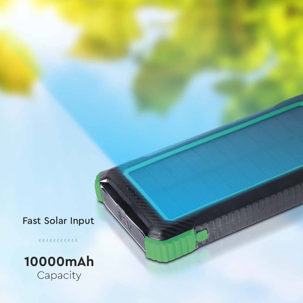 Power Bank 10.000 mAh con Pannello Solare e Ricarica Wireless Colore Nero