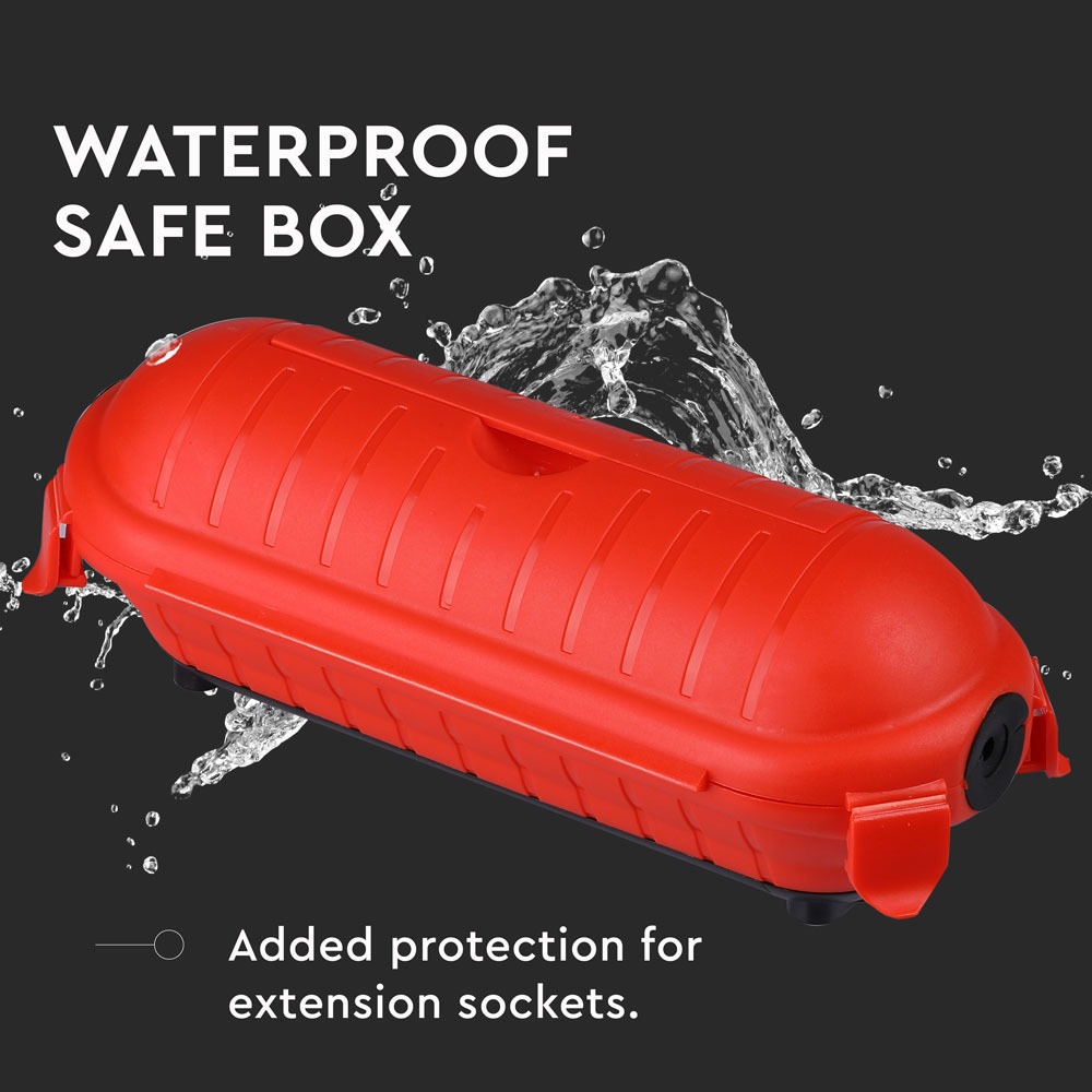 Waterproof Safe Box for Extension Sockets IP44 Black+Red