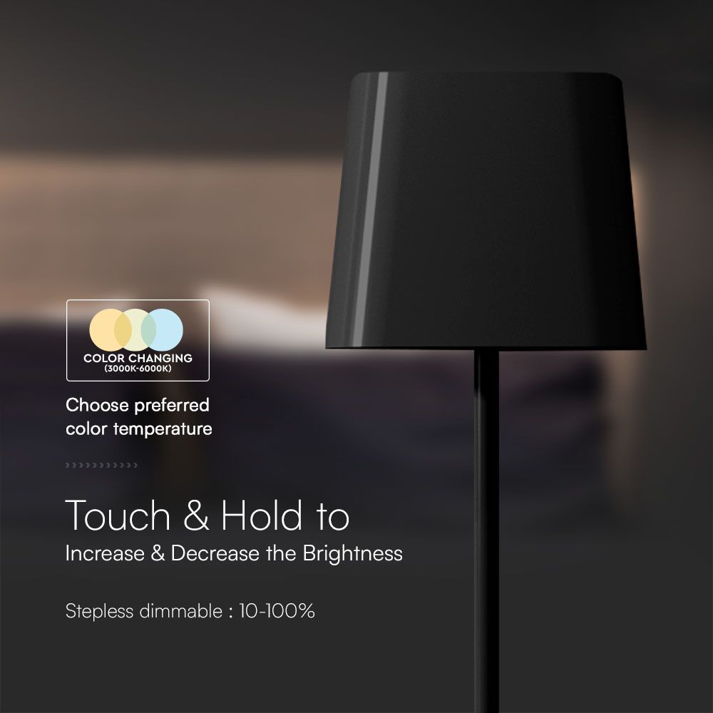 5W LED Magnetic Table Lamp With Battery 3600mAh CCT: 3IN1 Black Body Dimmable img 1