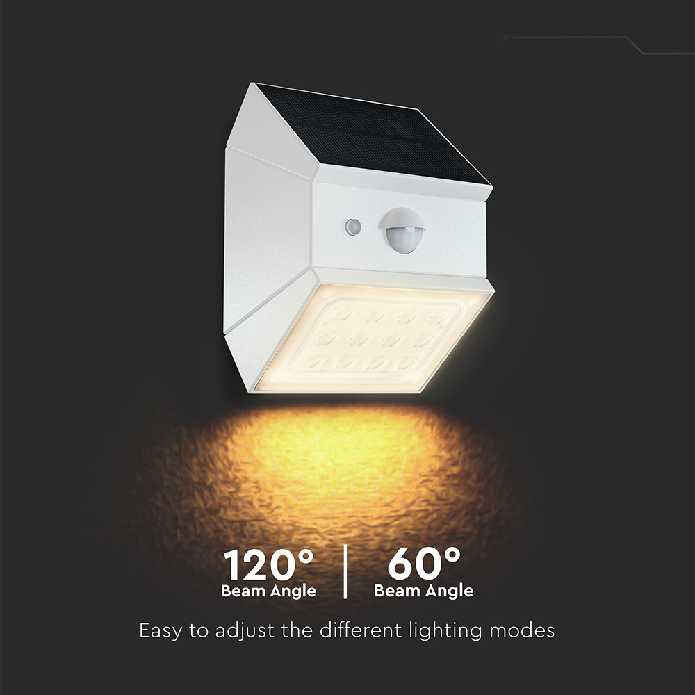 2.5W LED Solar Wall Light Sensor 1200mAh 3.7V CCT3IN1 White Body img 2