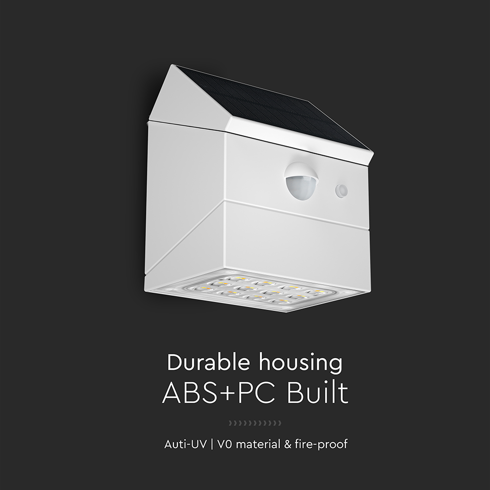 2.5W LED Solar Wall Light Sensor 1200mAh 3.7V CCT3IN1 White Body img 3