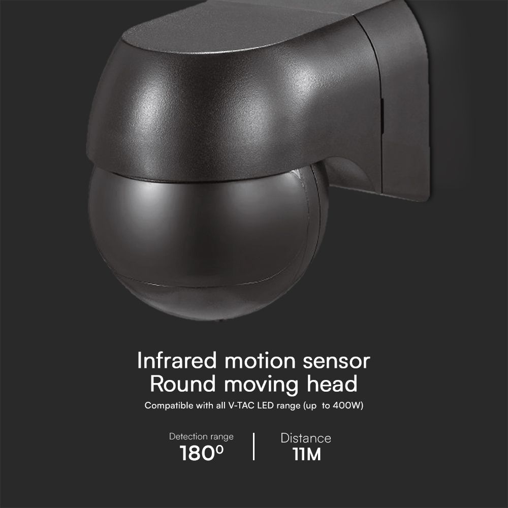 PIR Wall Sensor With Moving Head Full Black