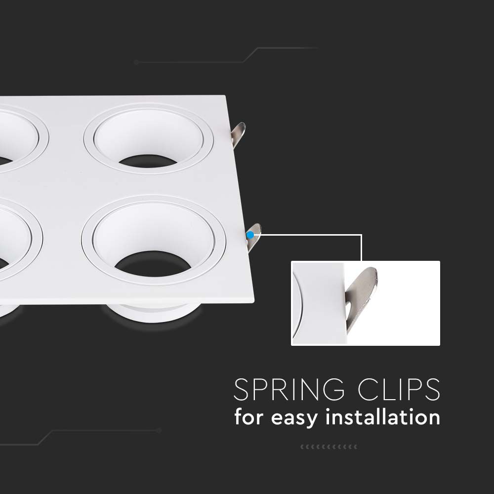 GU10 4 Head Spotlight Fitting Iron PC White White img 1