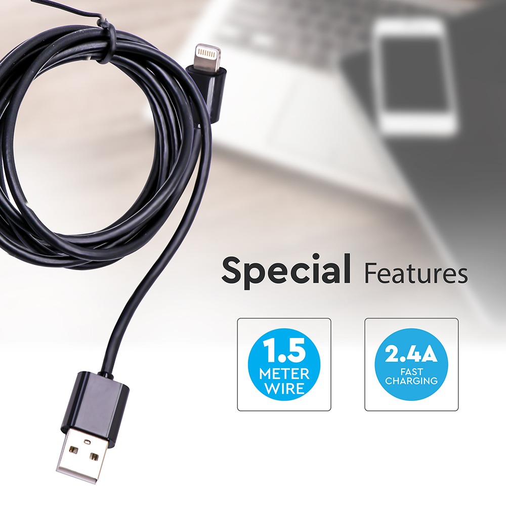 Iphone Cable Black MFI Licence img 1