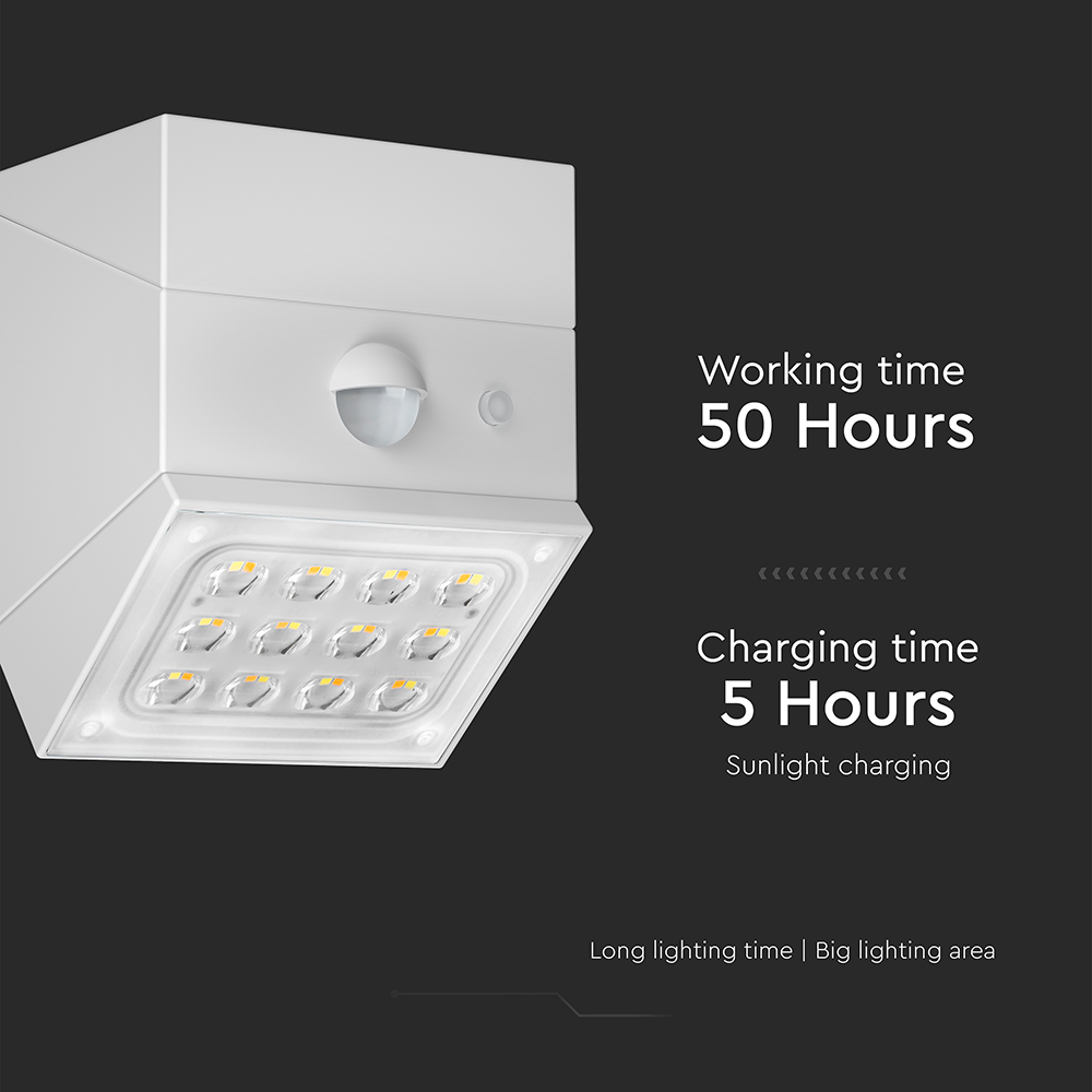 2.5W LED Solar Wall Light Sensor 1200mAh 3.7V CCT3IN1 White Body img 5