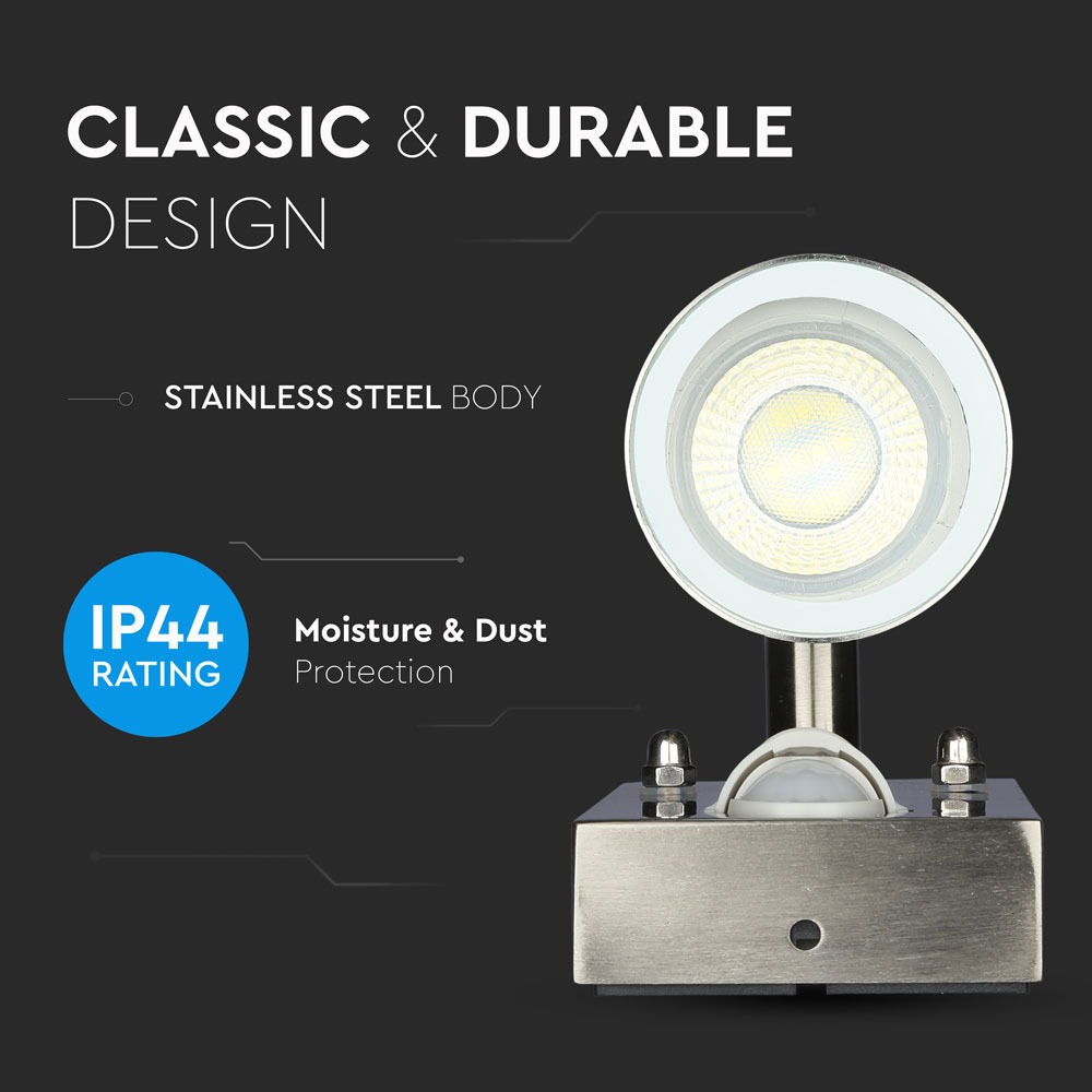 Portafaretto da Muro GU10 con Sensor in Acciaio corpo a 2 Uscite img 2