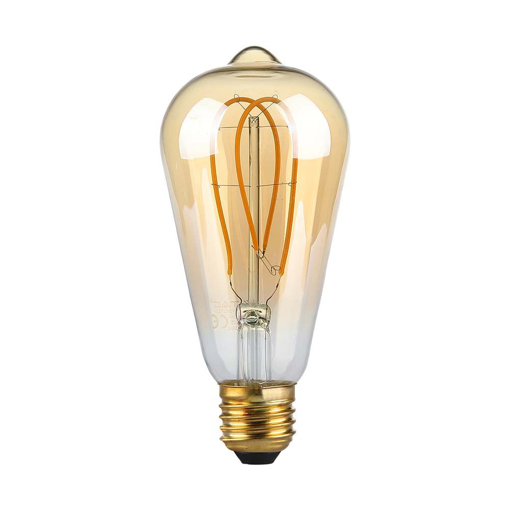 LED - 5W Filament E27 ST64 Amber Cover Long Shape 1800K