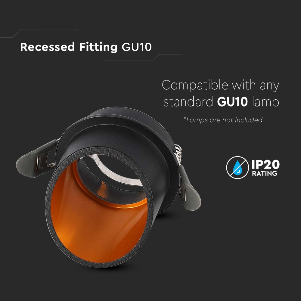 GU10 Fitting Round Black