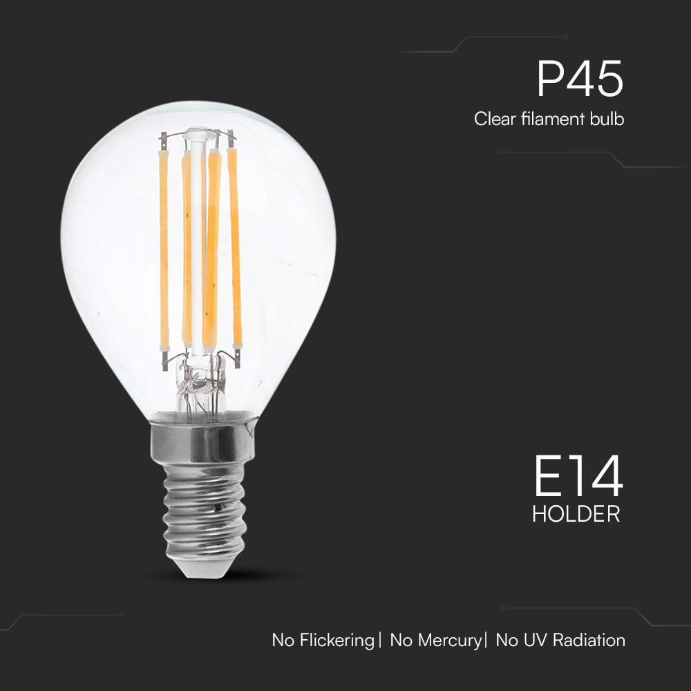 LED Bulb - 6W Filamen E14 P45 Clear Cover 6400K