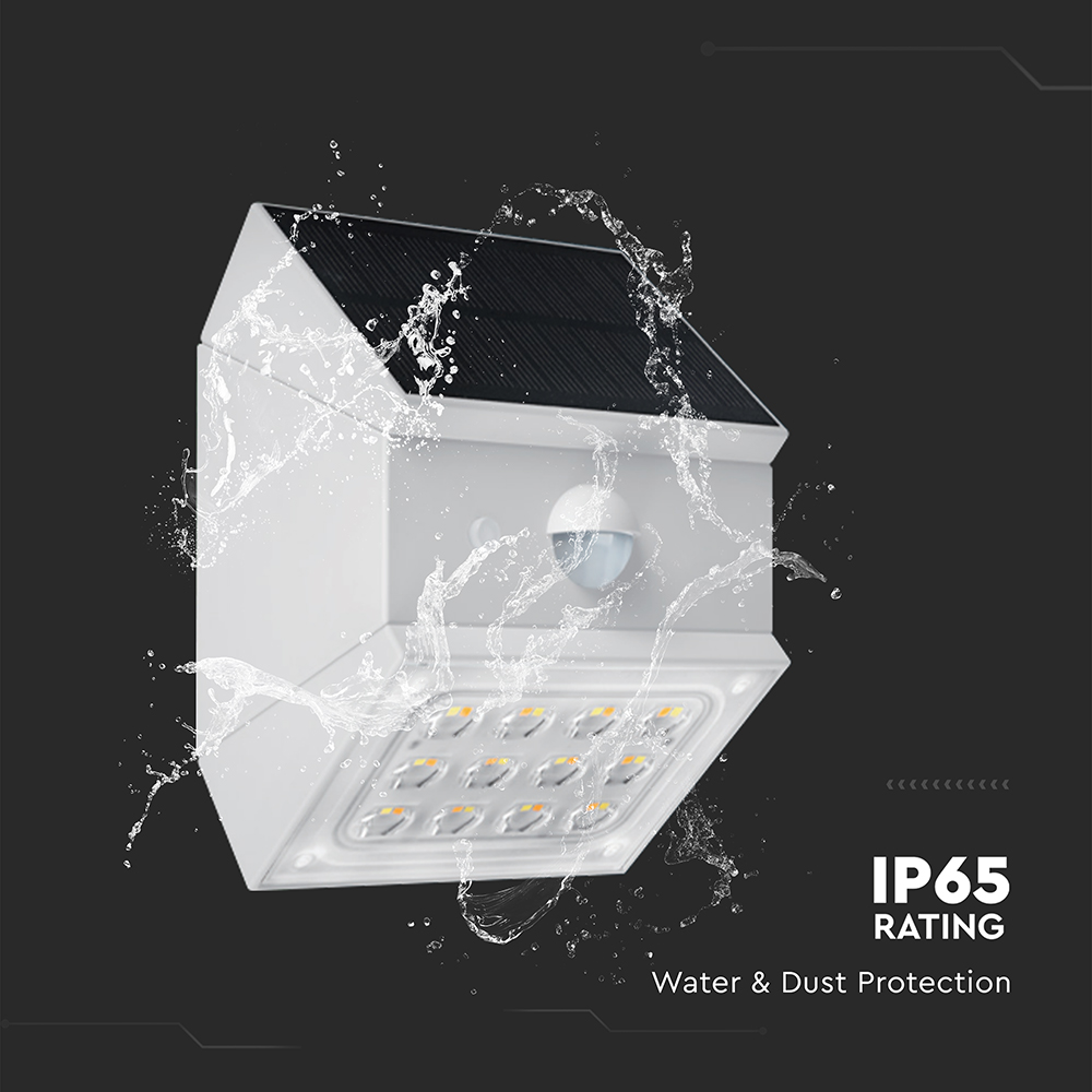 2.5W LED Solar Wall Light Sensor 1200mAh 3.7V CCT3IN1 White Body img 8