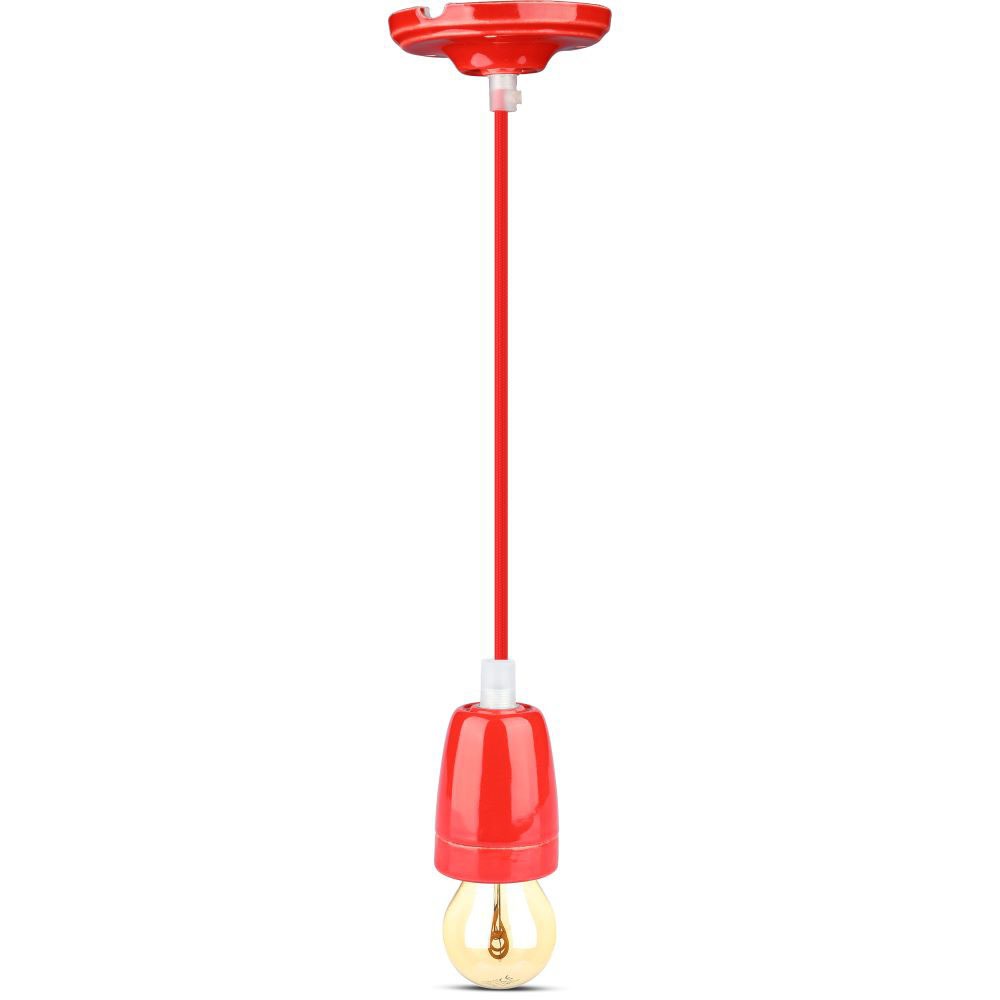Lampadario con Portalampada Porcellana Rosso img 2