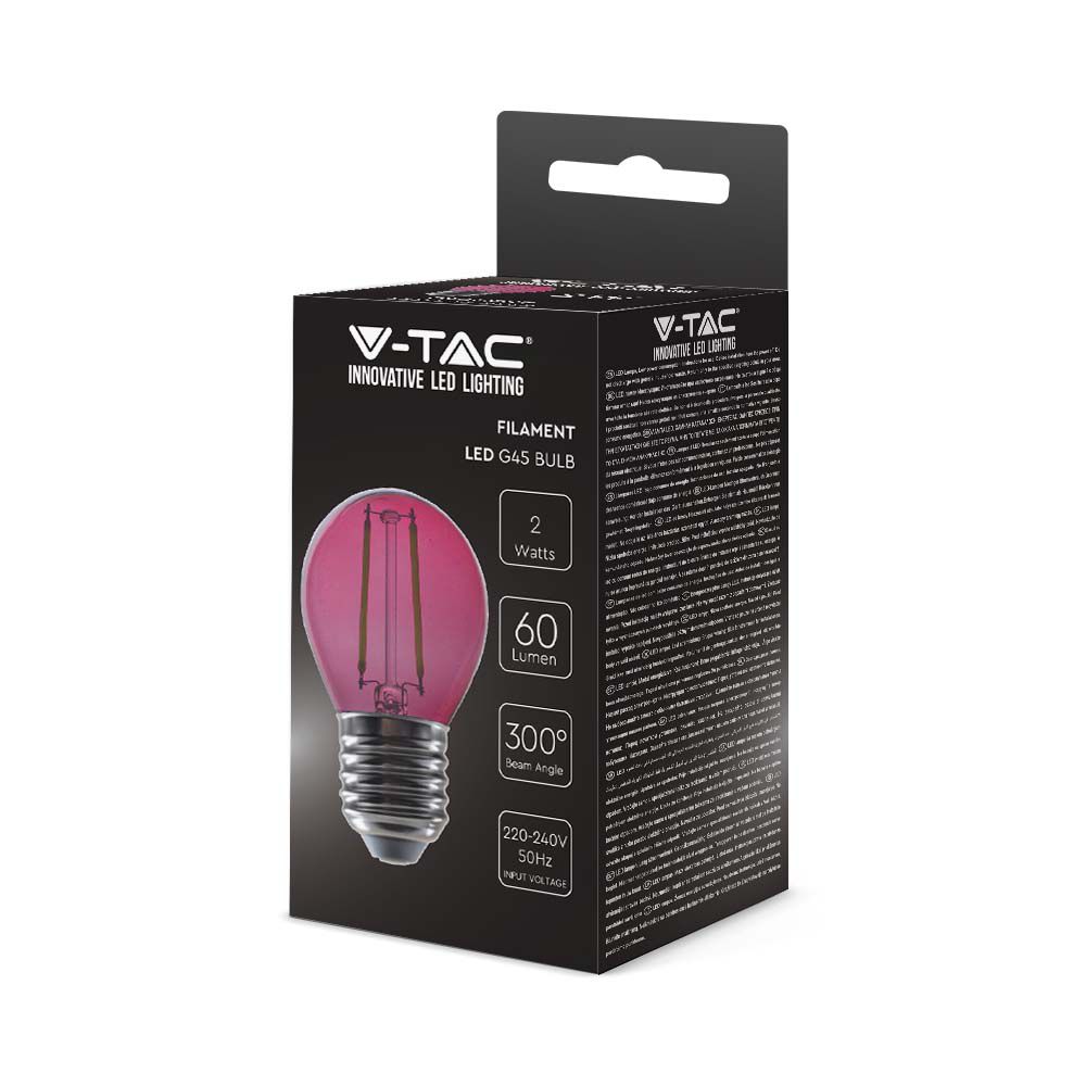 LED - 2W Filament E27 G45 Pink