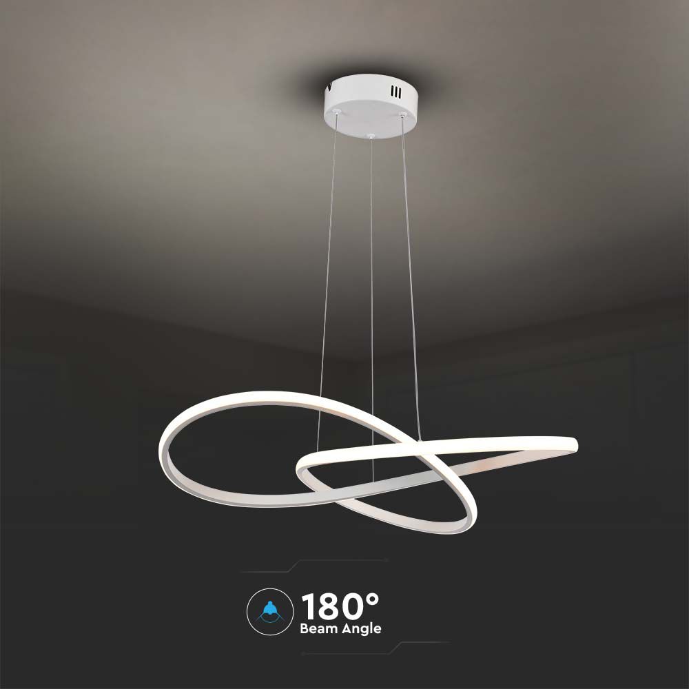Lampadario LED a Sospensione 20W in Metallo dal Design Moderno 50x10cm Colore Bianco 3000K img 2